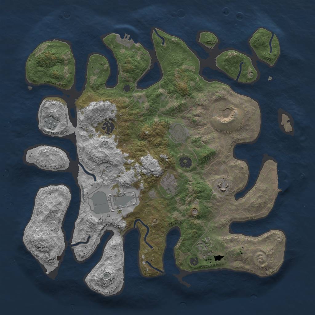 Rust Map: Procedural Map, Size: 3800, Seed: 4201337, 19 Monuments