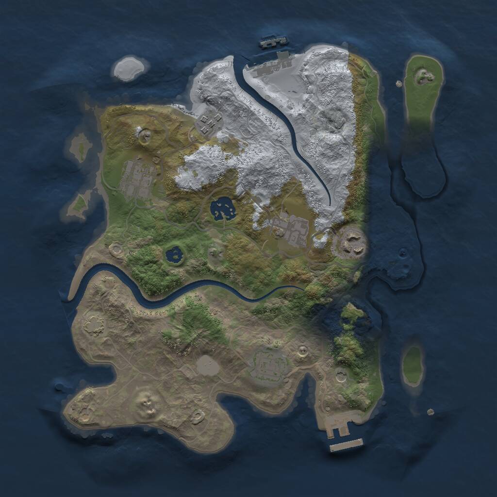 Rust Map: Procedural Map, Size: 3000, Seed: 647386, 11 Monuments