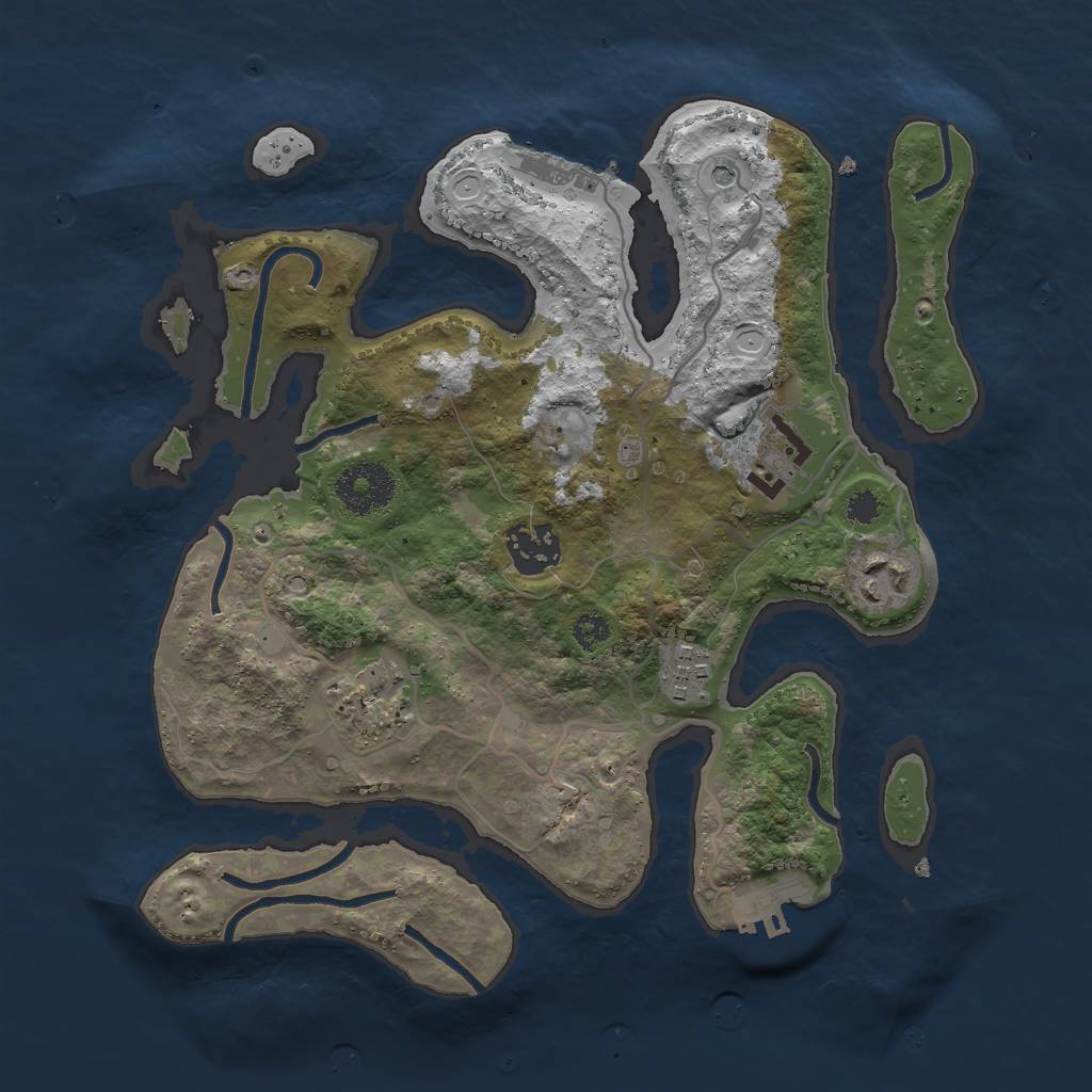 Rust Map: Procedural Map, Size: 3000, Seed: 647386, 16 Monuments