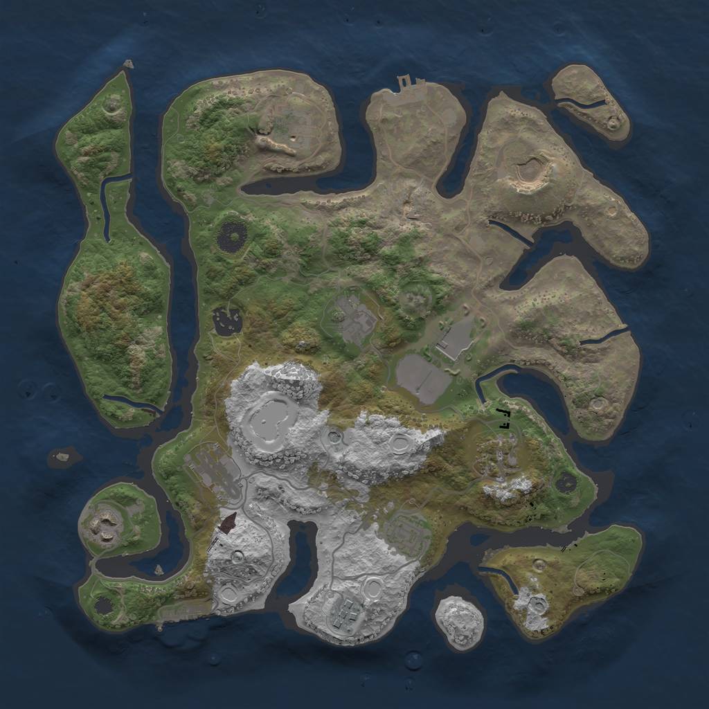 Rust Map: Procedural Map, Size: 3500, Seed: 462106423, 21 Monuments