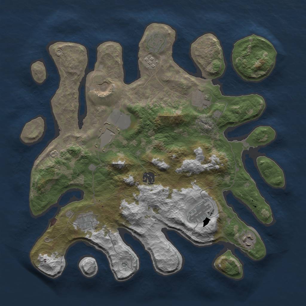 Rust Map: Barren, Size: 3600, Seed: 678747, 12 Monuments