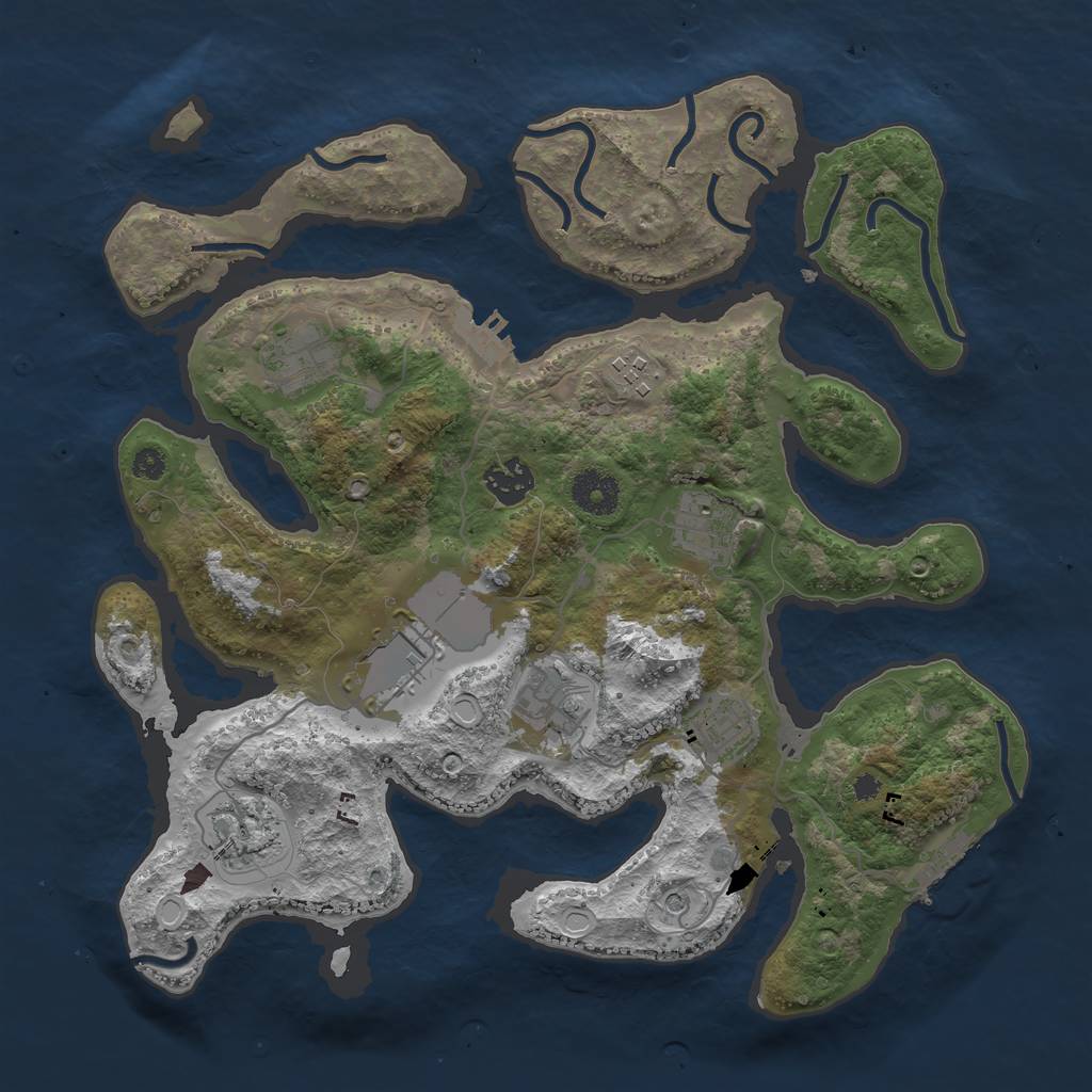 Rust Map: Procedural Map, Size: 3500, Seed: 9081998, 19 Monuments