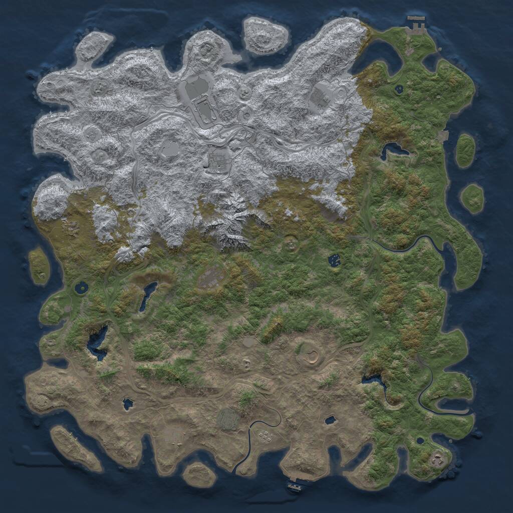 Rust Map: Procedural Map, Size: 6000, Seed: 966722338, 17 Monuments