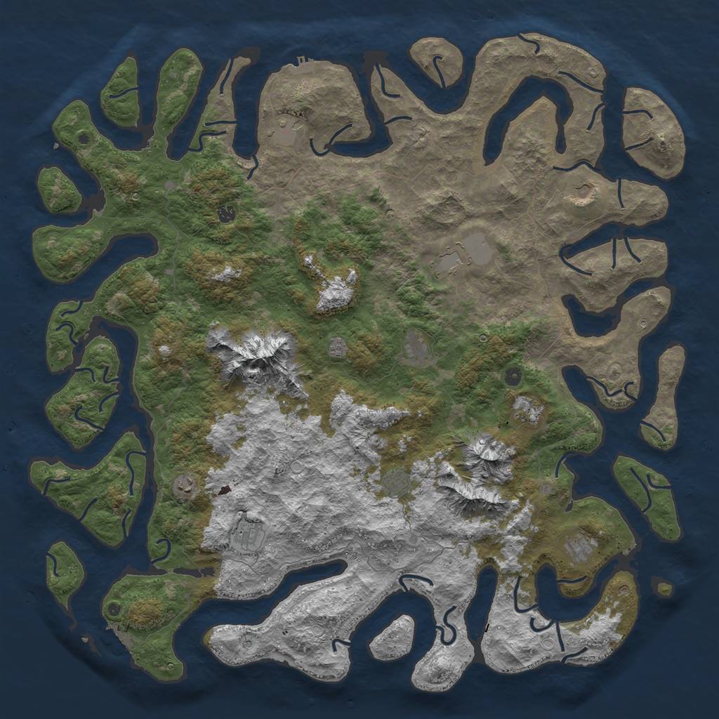 Rust Map: Procedural Map, Size: 6000, Seed: 77029446, 22 Monuments