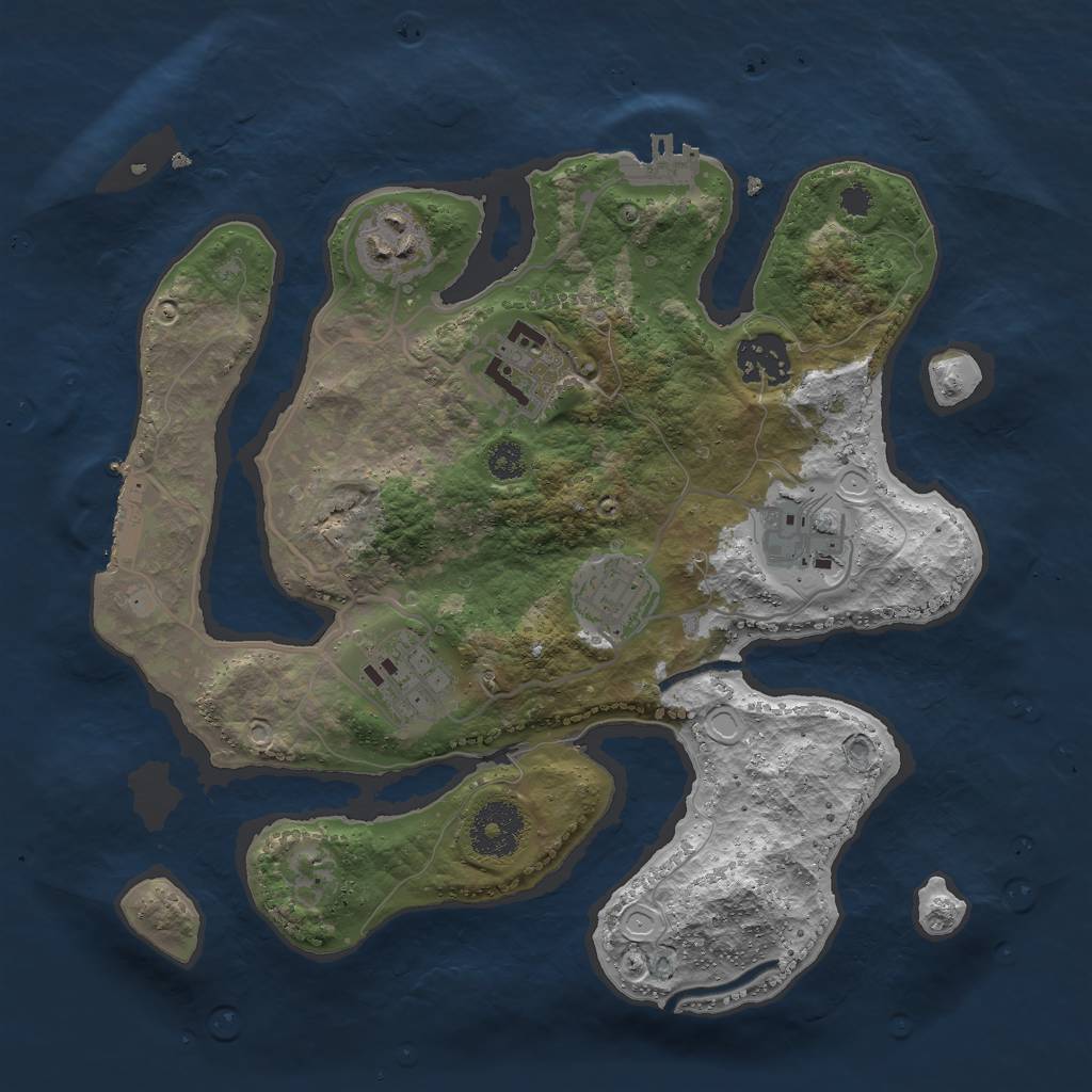 Rust Map: Procedural Map, Size: 3000, Seed: 608522, 16 Monuments