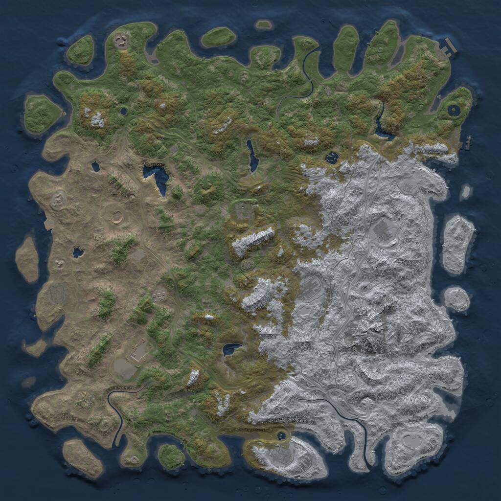 Rust Map: Procedural Map, Size: 6000, Seed: 83278221, 17 Monuments