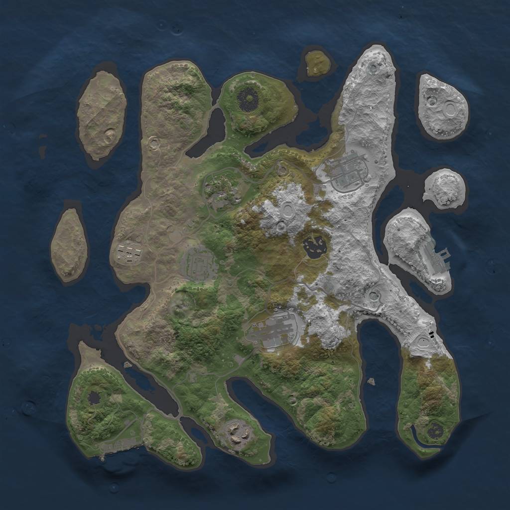 Rust Map: Procedural Map, Size: 3300, Seed: 605426040, 18 Monuments