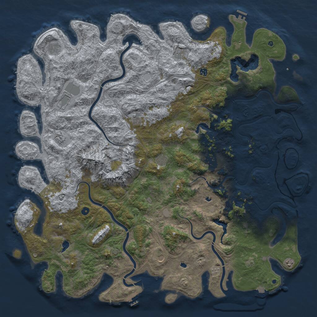 Rust Map: Procedural Map, Size: 6000, Seed: 80019638, 17 Monuments