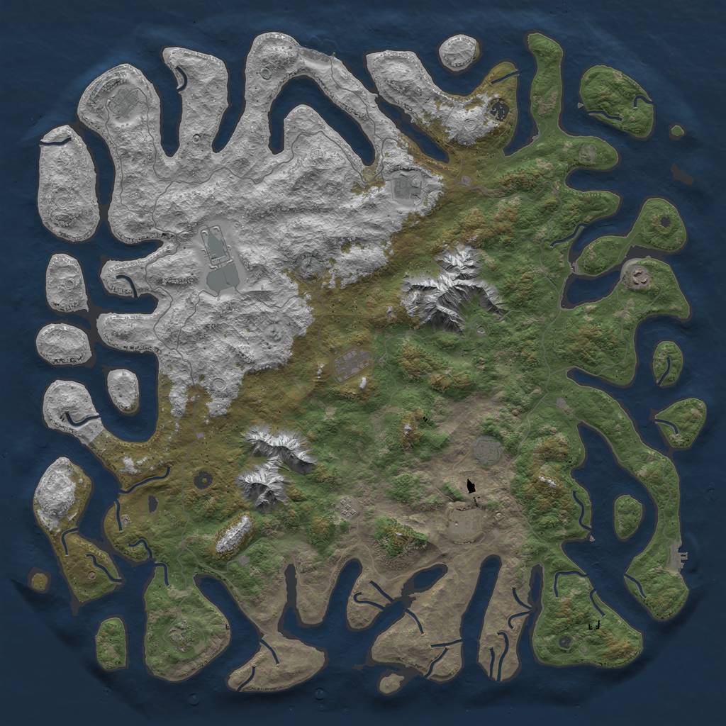 Rust Map: Procedural Map, Size: 6000, Seed: 80019638, 21 Monuments