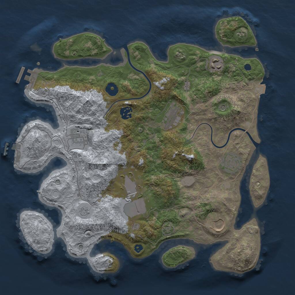 Rust Map: Procedural Map, Size: 3500, Seed: 8462, 13 Monuments