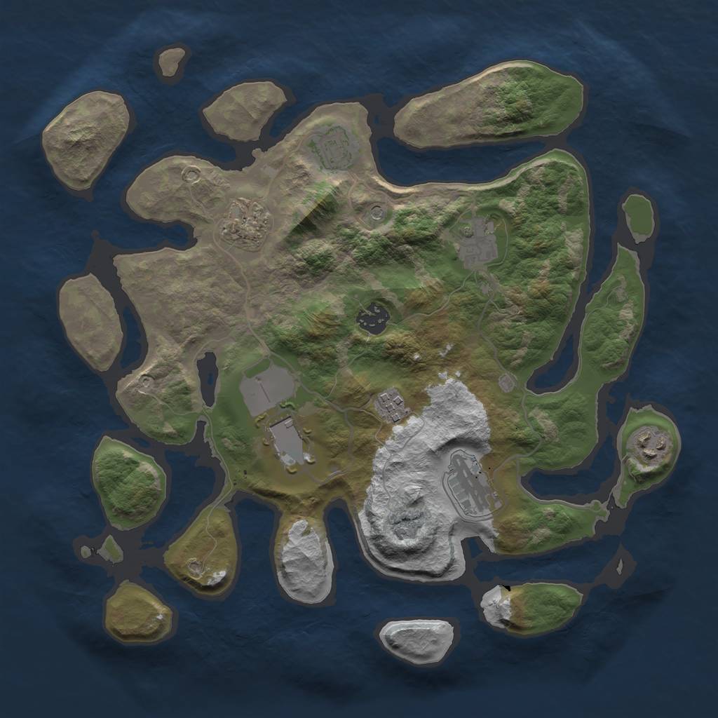 Rust Map: Barren, Size: 3500, Seed: 1367681364, 11 Monuments