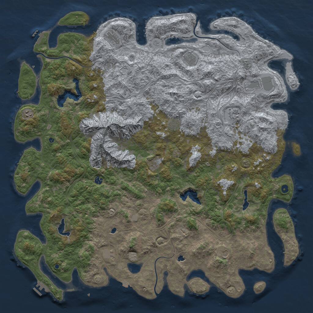 Rust Map: Procedural Map, Size: 6000, Seed: 55109953, 17 Monuments
