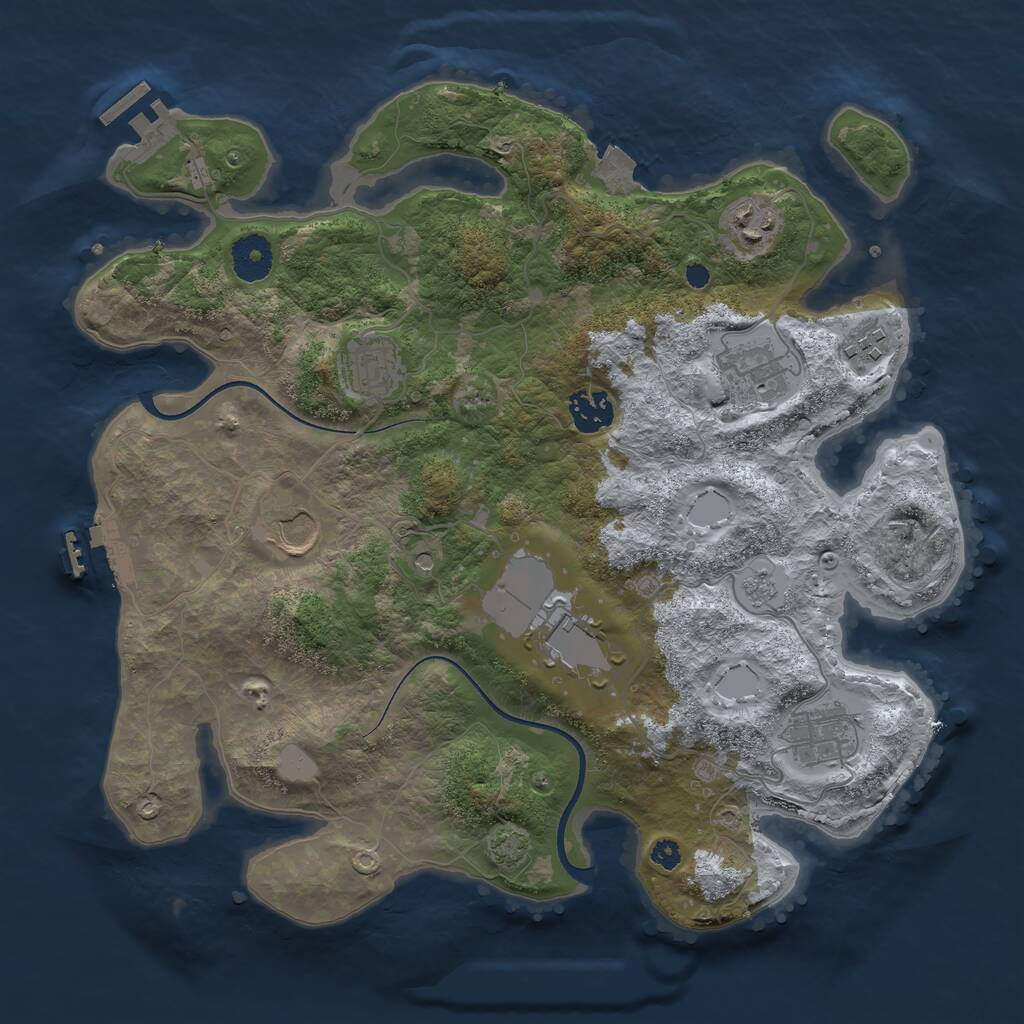 Rust Map: Procedural Map, Size: 3500, Seed: 1274958571, 14 Monuments