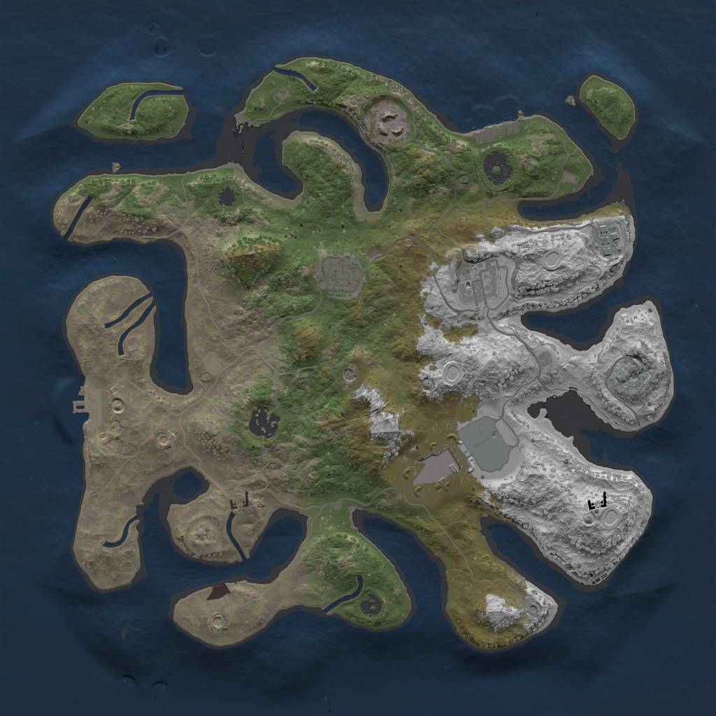 Rust Map: Procedural Map, Size: 3500, Seed: 1274958571, 17 Monuments