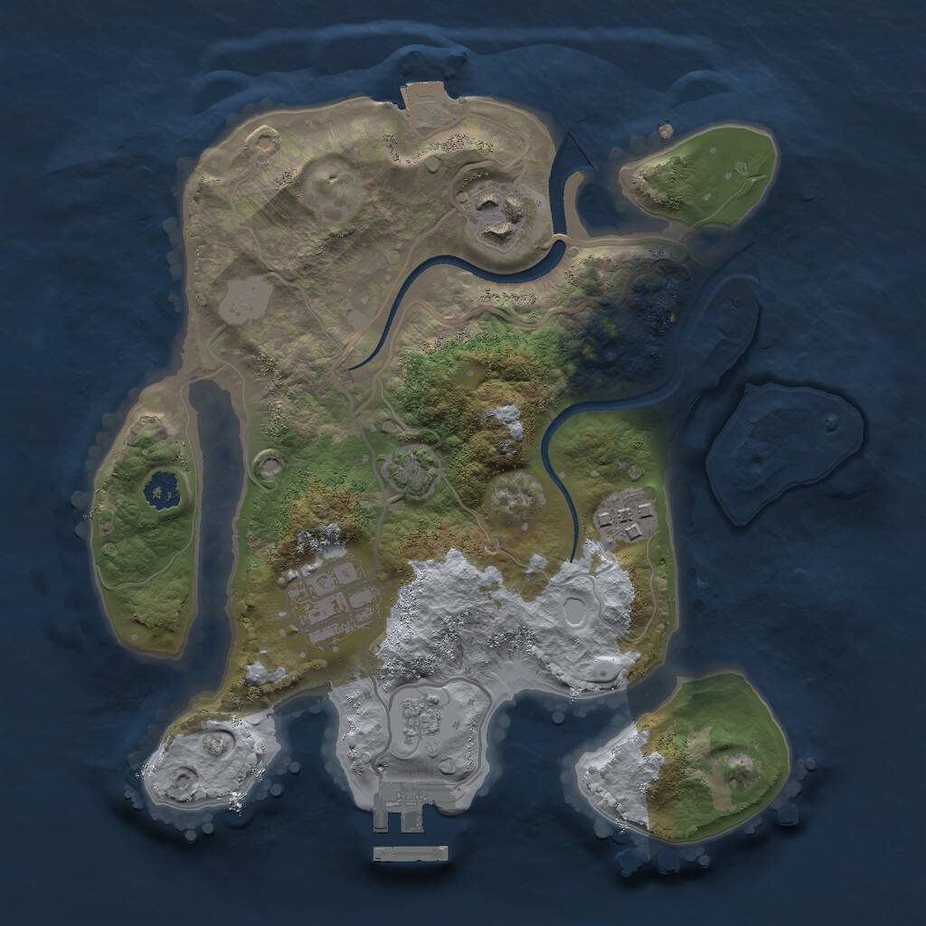 Rust Map: Procedural Map, Size: 2500, Seed: 1764458101, 7 Monuments