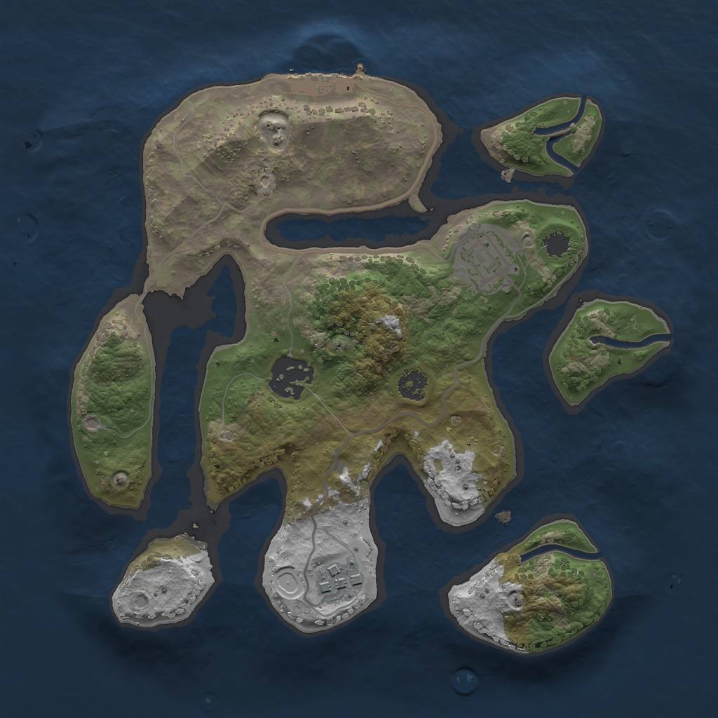 Rust Map: Procedural Map, Size: 2500, Seed: 1764458101, 12 Monuments