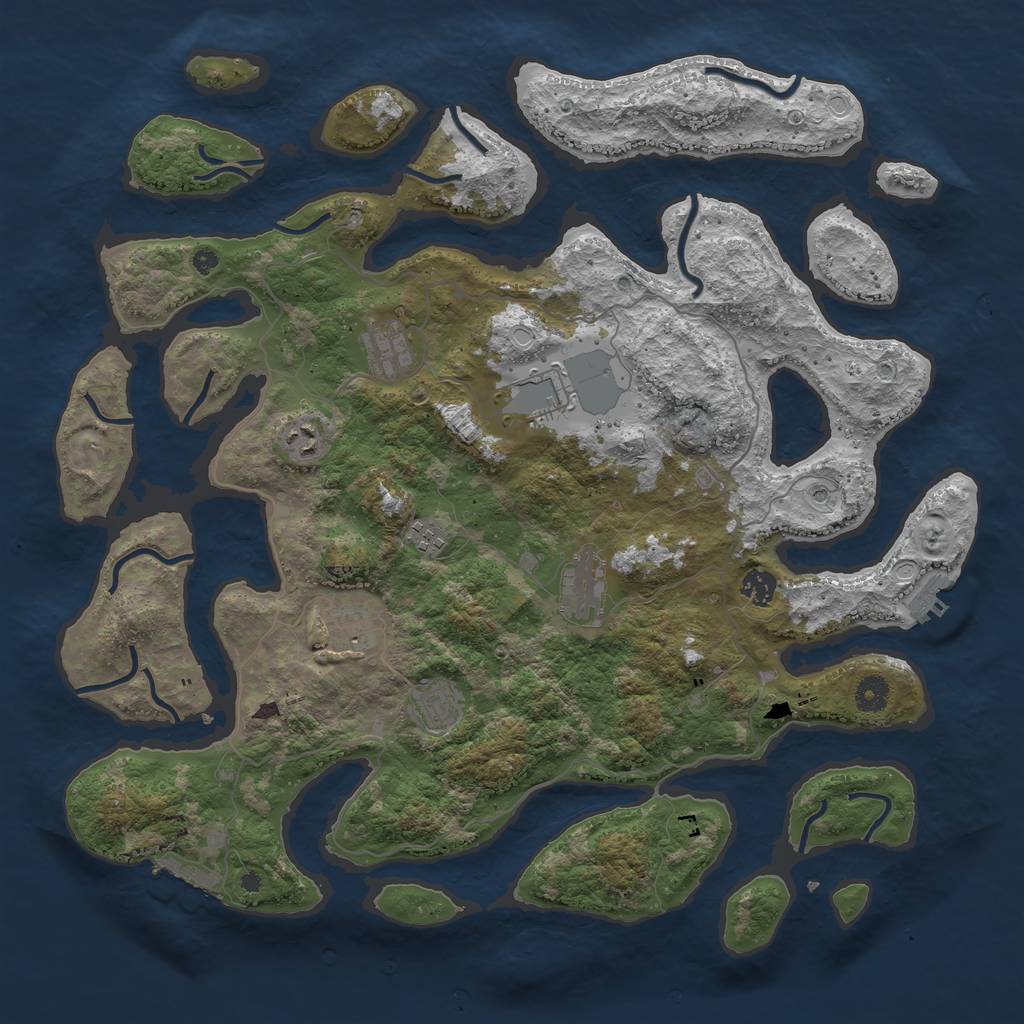 Rust Map: Procedural Map, Size: 4300, Seed: 1234567890, 19 Monuments