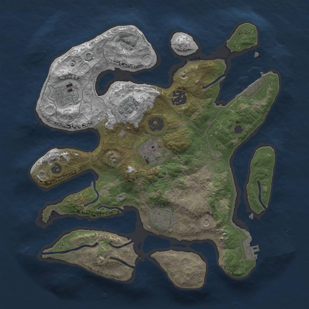 Rust Map: Procedural Map, Size: 3000, Seed: 523229, 16 Monuments