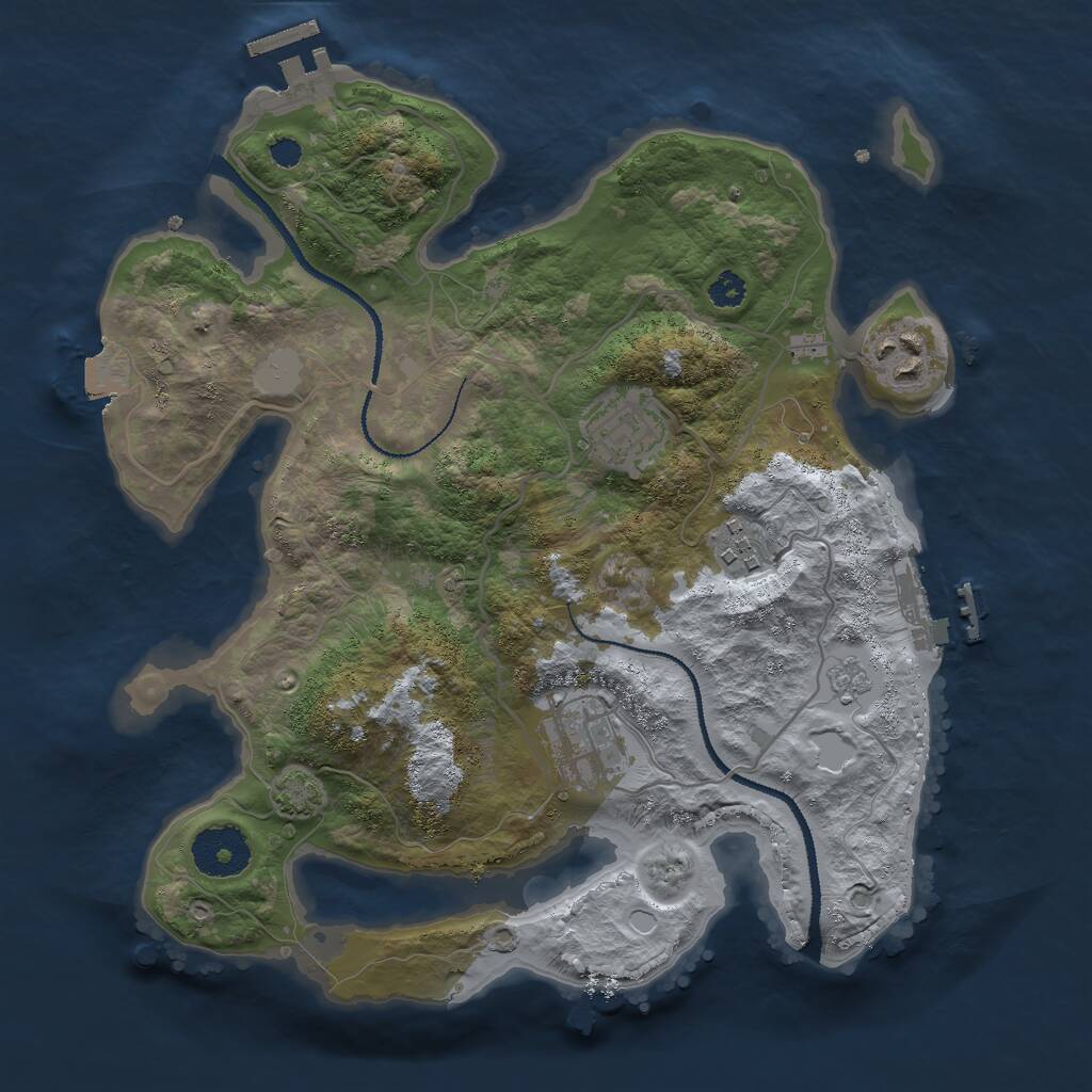 Rust Map: Procedural Map, Size: 3000, Seed: 202970, 9 Monuments