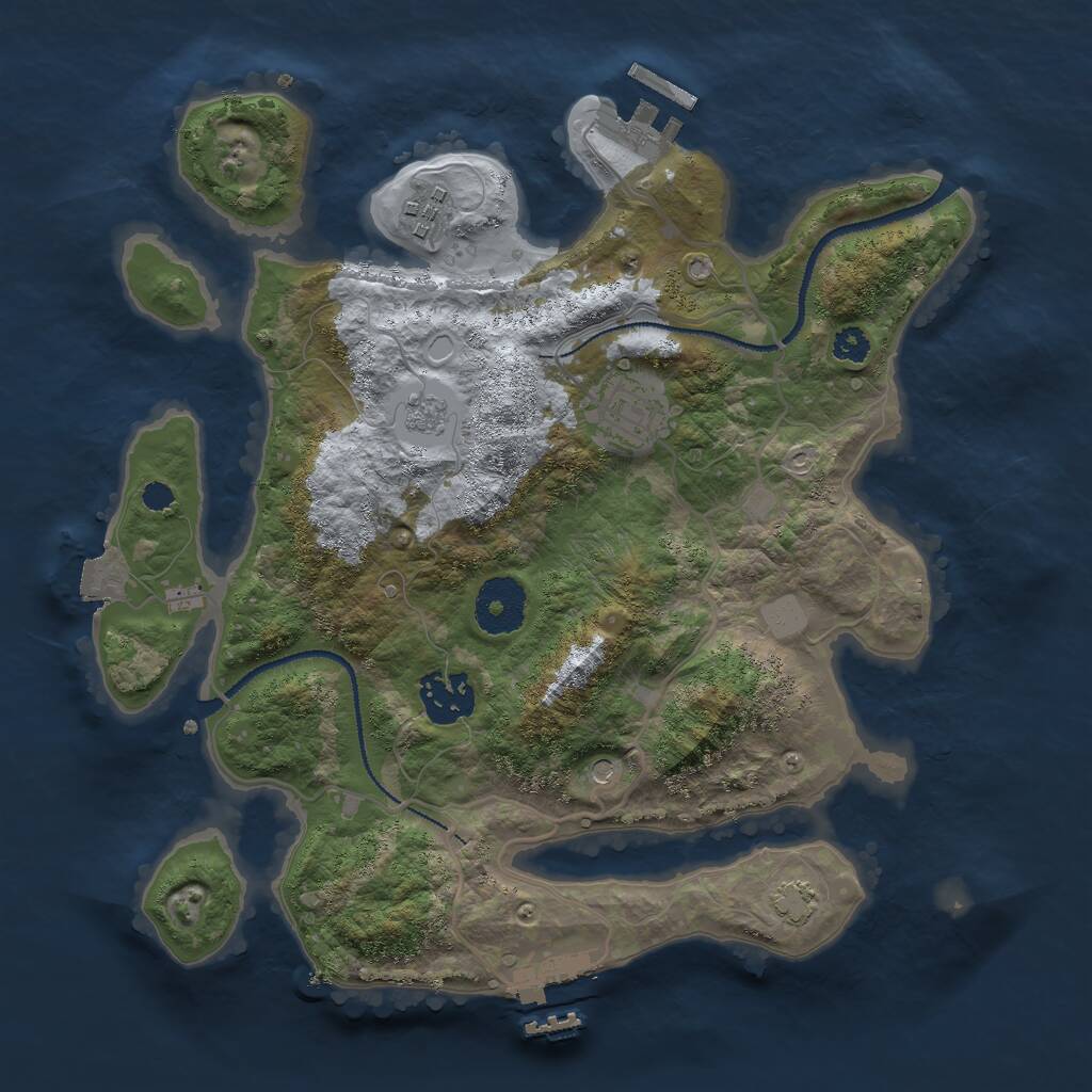 Rust Map: Procedural Map, Size: 3000, Seed: 102966, 9 Monuments