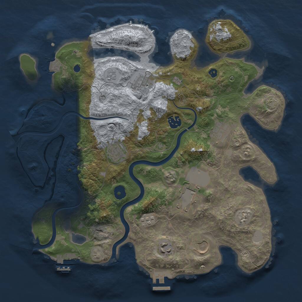 Rust Map: Procedural Map, Size: 3500, Seed: 772002, 14 Monuments