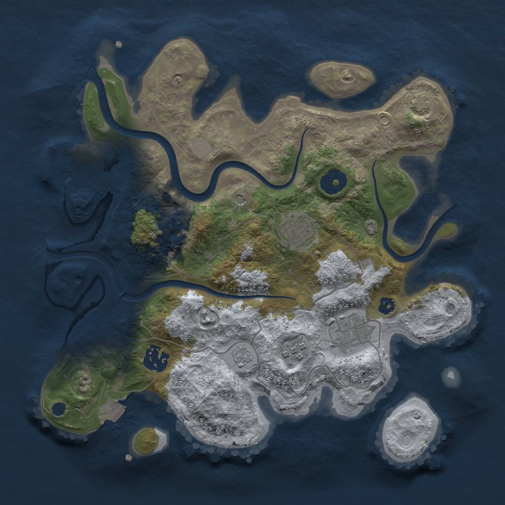 Rust Map: Procedural Map, Size: 3000, Seed: 288500, 9 Monuments