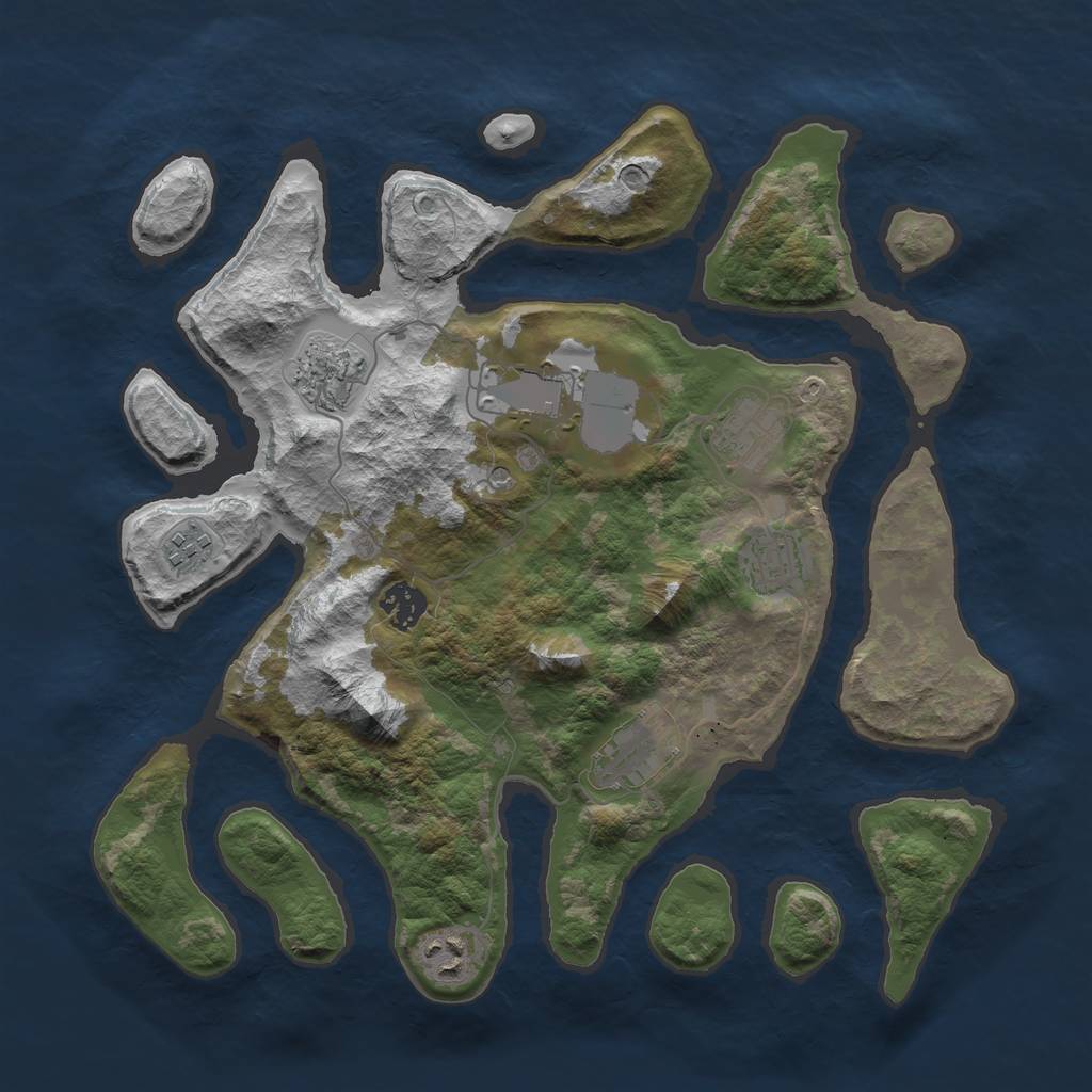 Rust Map: Barren, Size: 3600, Seed: 900921, 11 Monuments