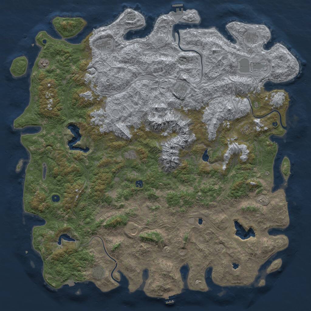 Rust Map: Procedural Map, Size: 6000, Seed: 53146854, 17 Monuments