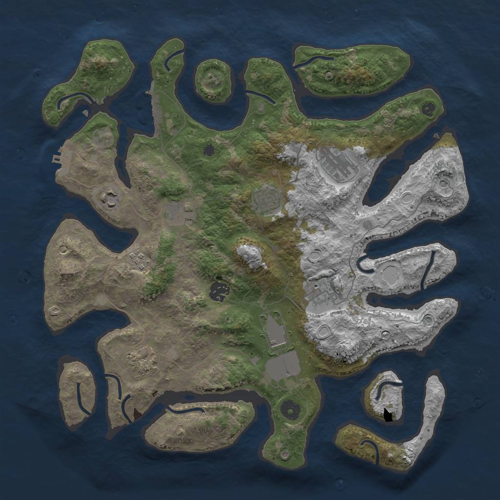 Rust Map: Procedural Map, Size: 3800, Seed: 5487574, 20 Monuments