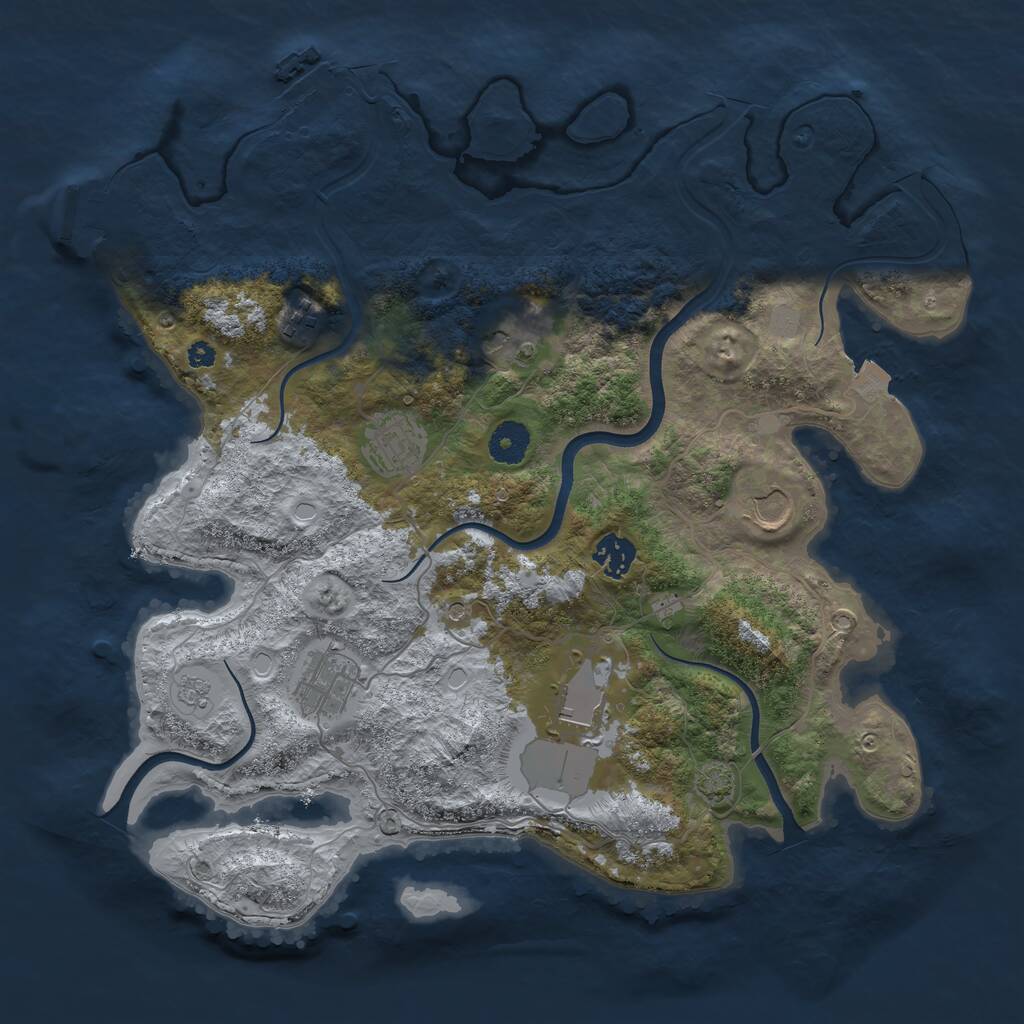Rust Map: Procedural Map, Size: 3700, Seed: 2052473398, 13 Monuments