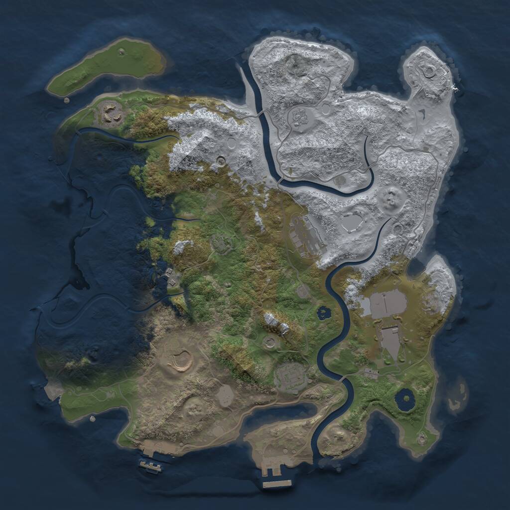 Rust Map: Procedural Map, Size: 3600, Seed: 938464949, 12 Monuments