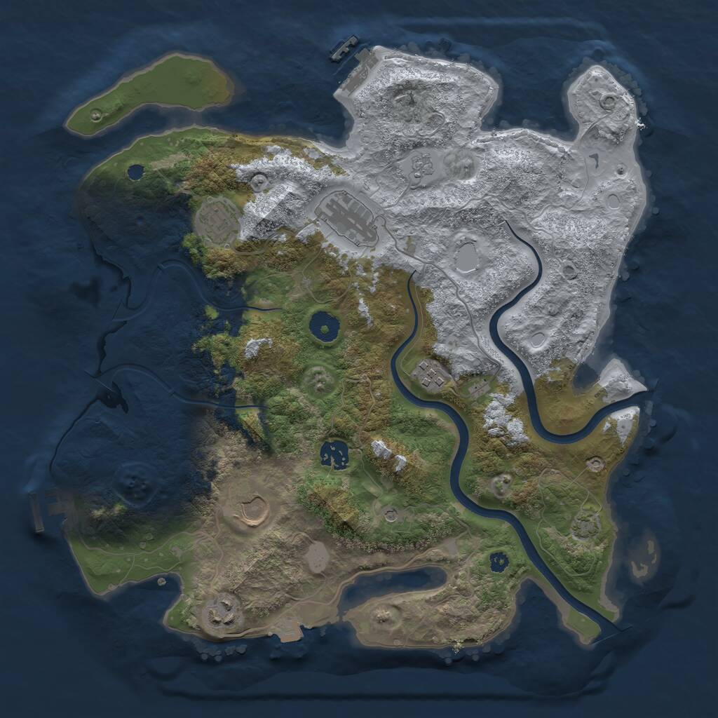 Rust Map: Procedural Map, Size: 3600, Seed: 938464949, 12 Monuments