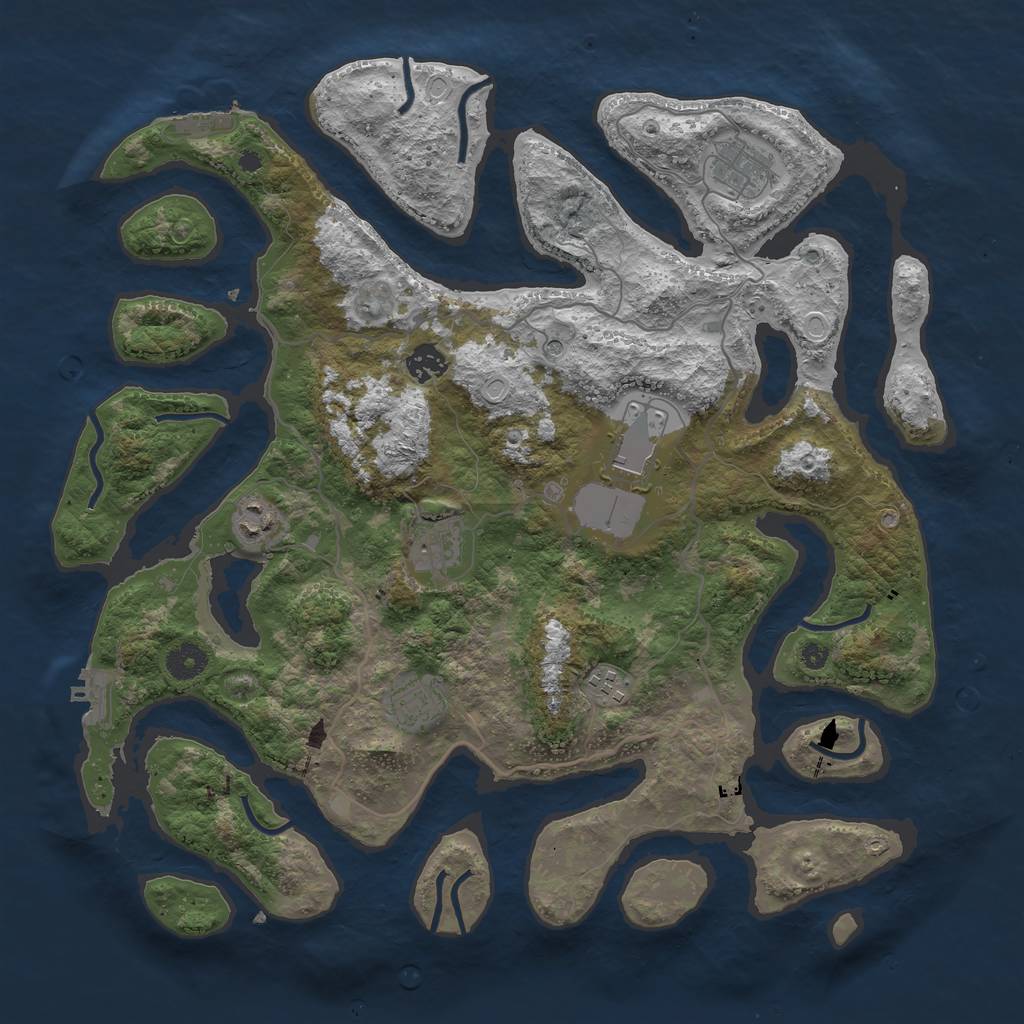 Rust Map: Procedural Map, Size: 4000, Seed: 20085981, 18 Monuments