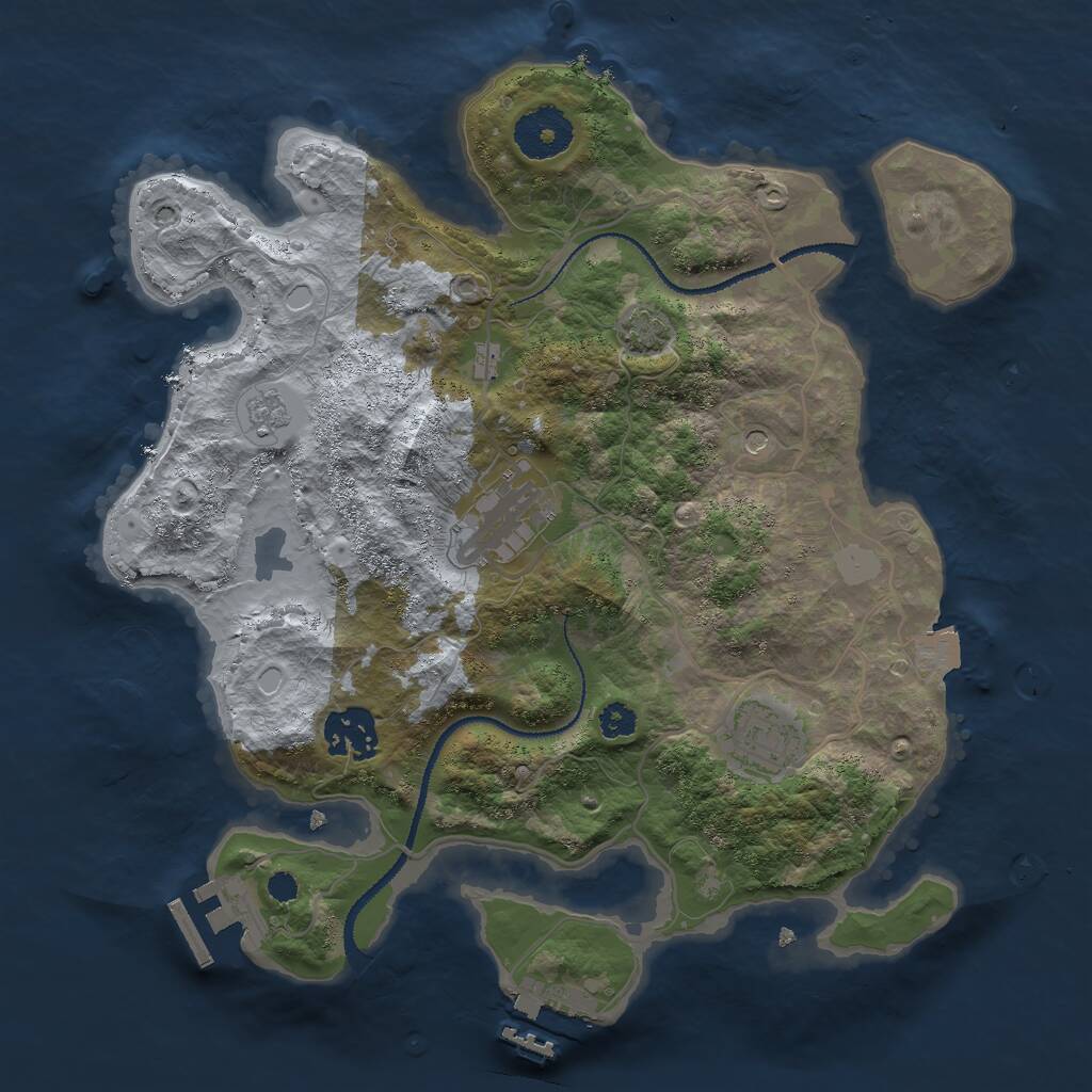 Rust Map: Procedural Map, Size: 3000, Seed: 158853, 9 Monuments