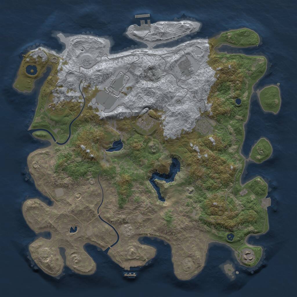 Rust Map: Procedural Map, Size: 4000, Seed: 120410, 13 Monuments
