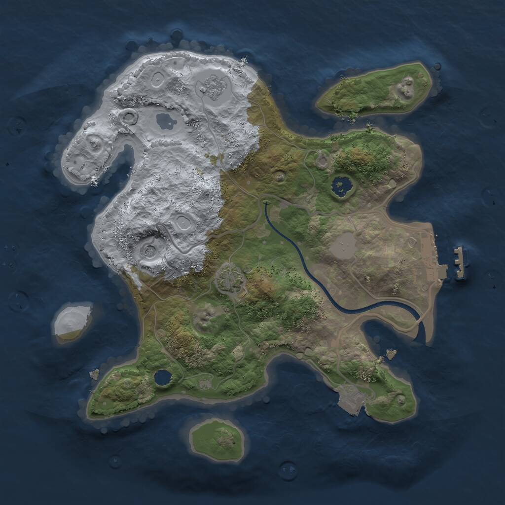 Rust Map: Procedural Map, Size: 2500, Seed: 5542, 5 Monuments