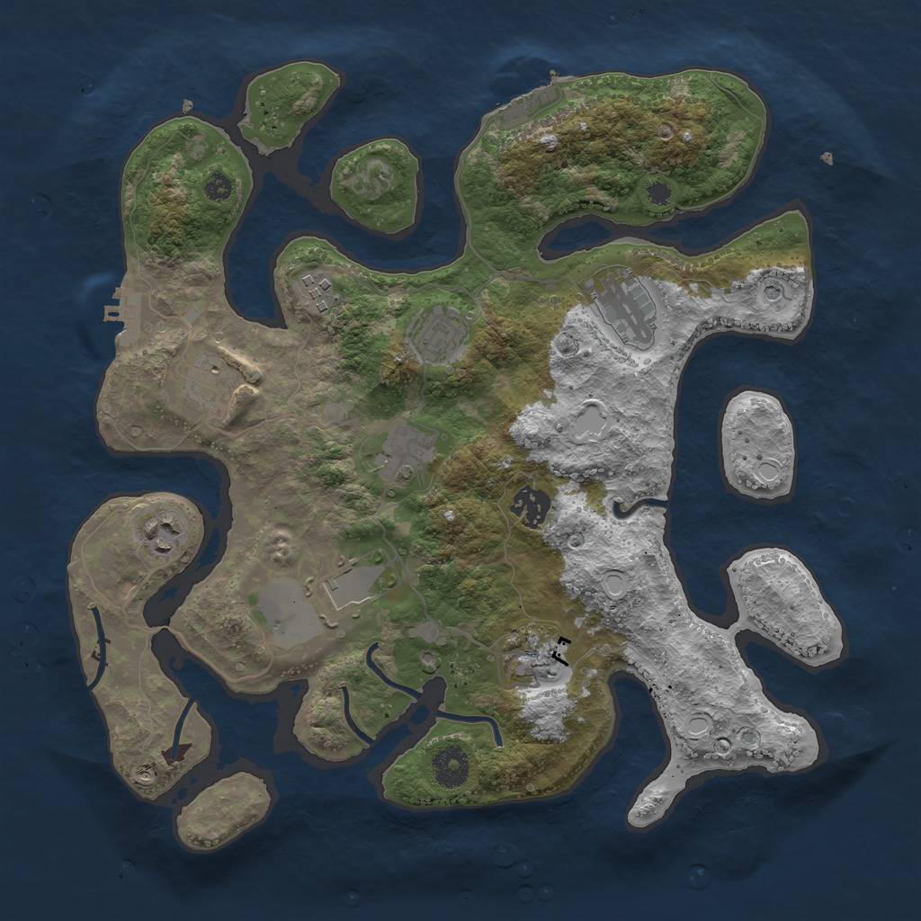 Rust Map: Procedural Map, Size: 3500, Seed: 364360532, 20 Monuments