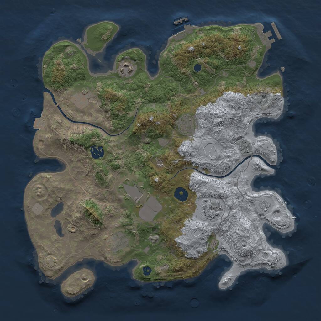 Rust Map: Procedural Map, Size: 3500, Seed: 364360532, 14 Monuments