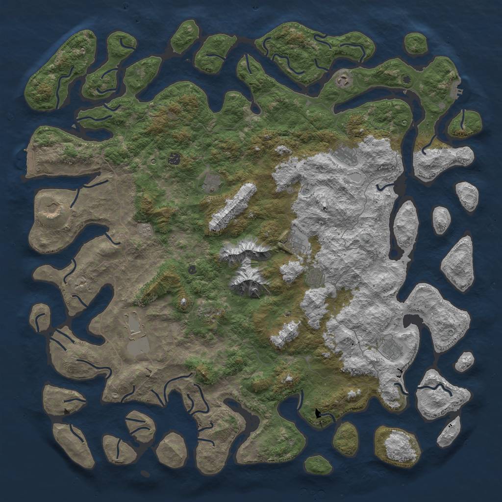 Rust Map: Procedural Map, Size: 6000, Seed: 458452, 22 Monuments