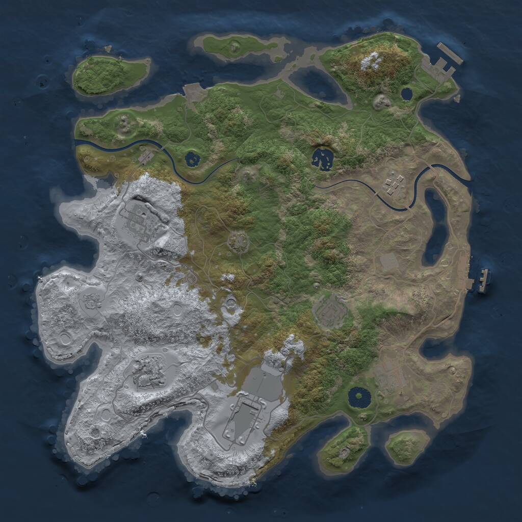 Rust Map: Procedural Map, Size: 3500, Seed: 248651, 13 Monuments