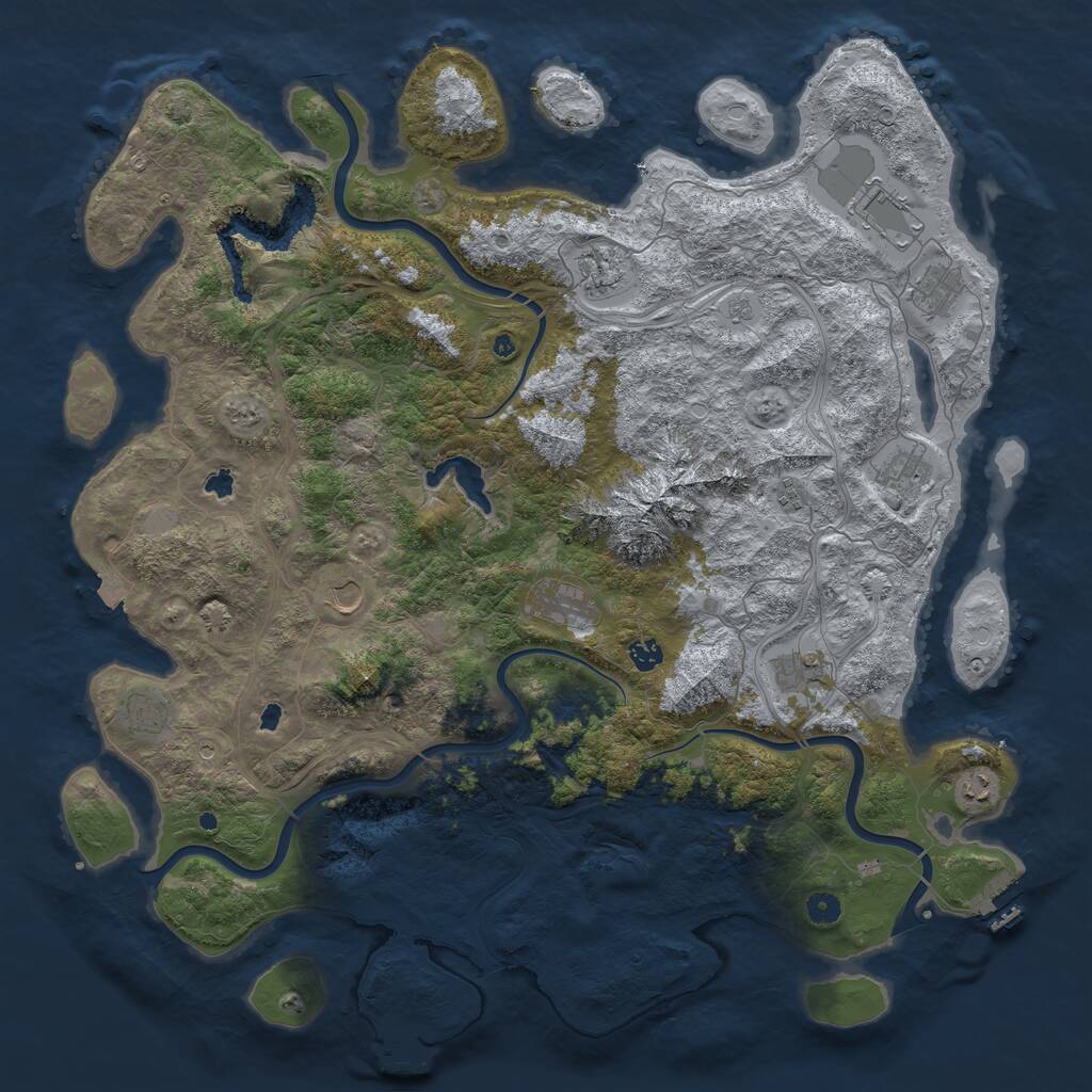 Rust Map: Procedural Map, Size: 5000, Seed: 232347456, 17 Monuments