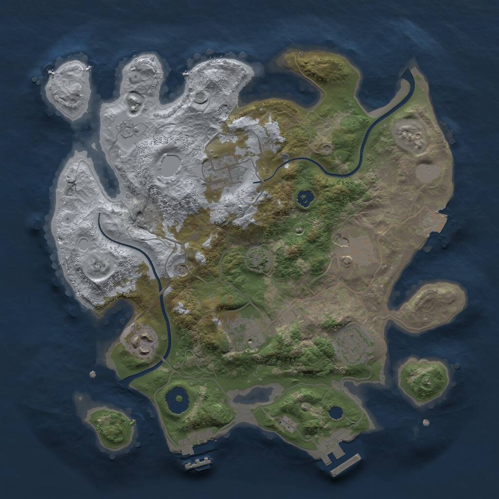 Rust Map: Procedural Map, Size: 3000, Seed: 673722, 11 Monuments