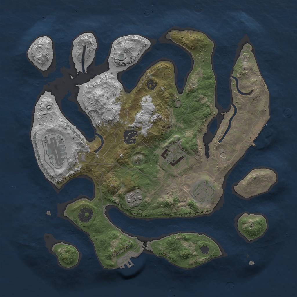 Rust Map: Procedural Map, Size: 3000, Seed: 673722, 16 Monuments