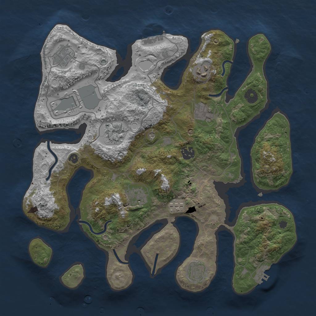 Rust Map: Procedural Map, Size: 3500, Seed: 700814, 20 Monuments