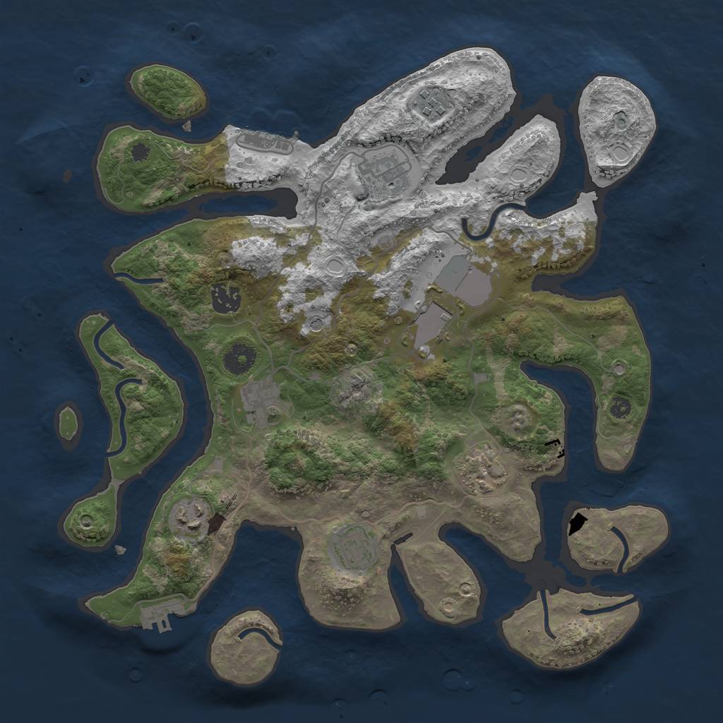 Rust Map: Procedural Map, Size: 3500, Seed: 45825, 19 Monuments