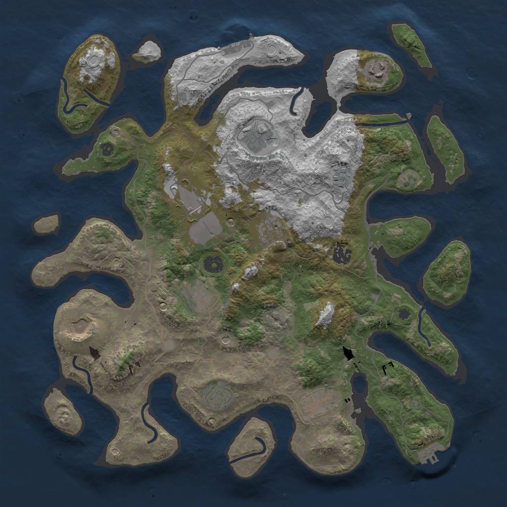 Rust Map: Procedural Map, Size: 4000, Seed: 111111, 21 Monuments