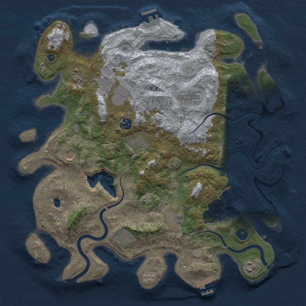Rust Map: Procedural Map, Size: 4000, Seed: 111111, 16 Monuments