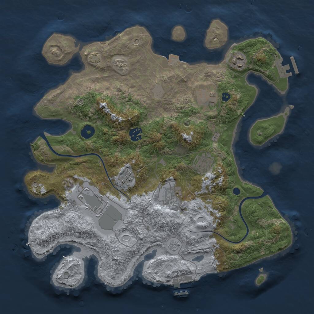 Rust Map: Procedural Map, Size: 3500, Seed: 256321143, 13 Monuments