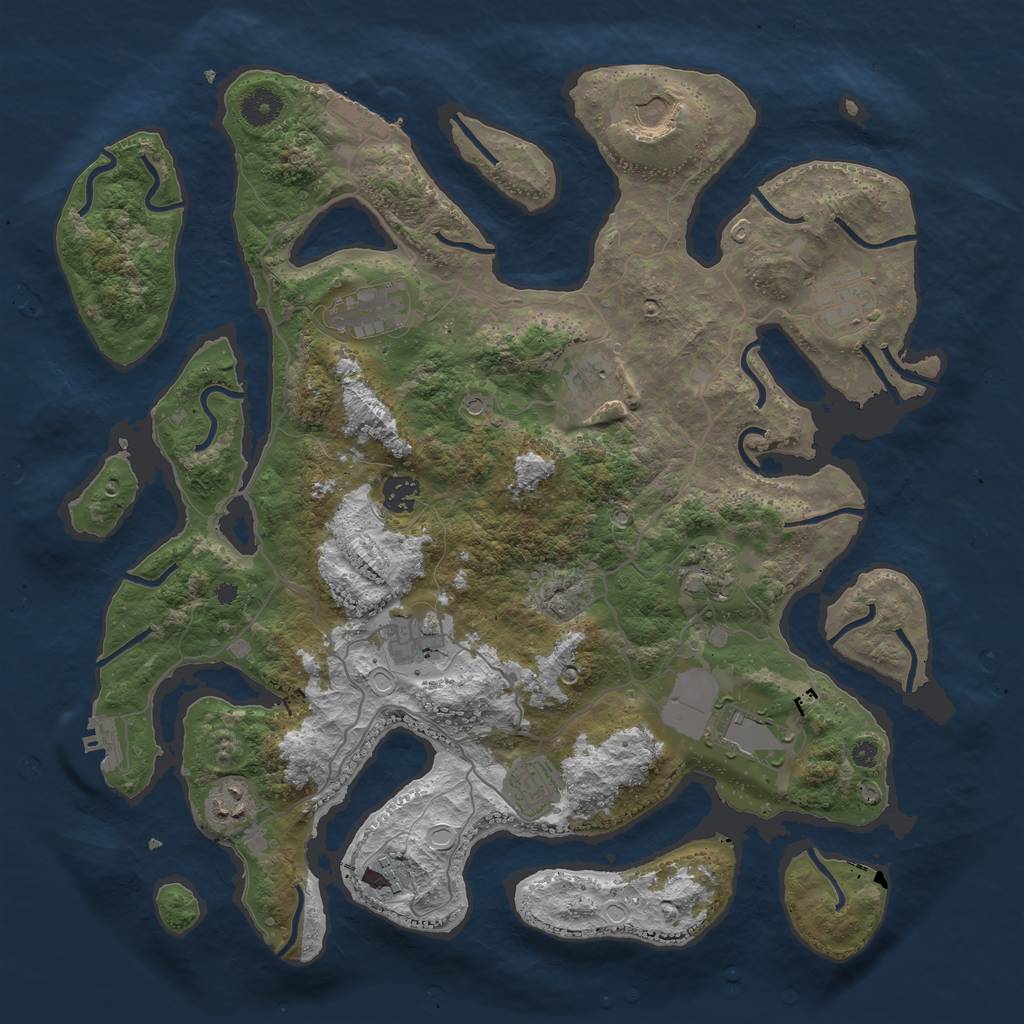 Rust Map: Procedural Map, Size: 4000, Seed: 1267608445, 22 Monuments