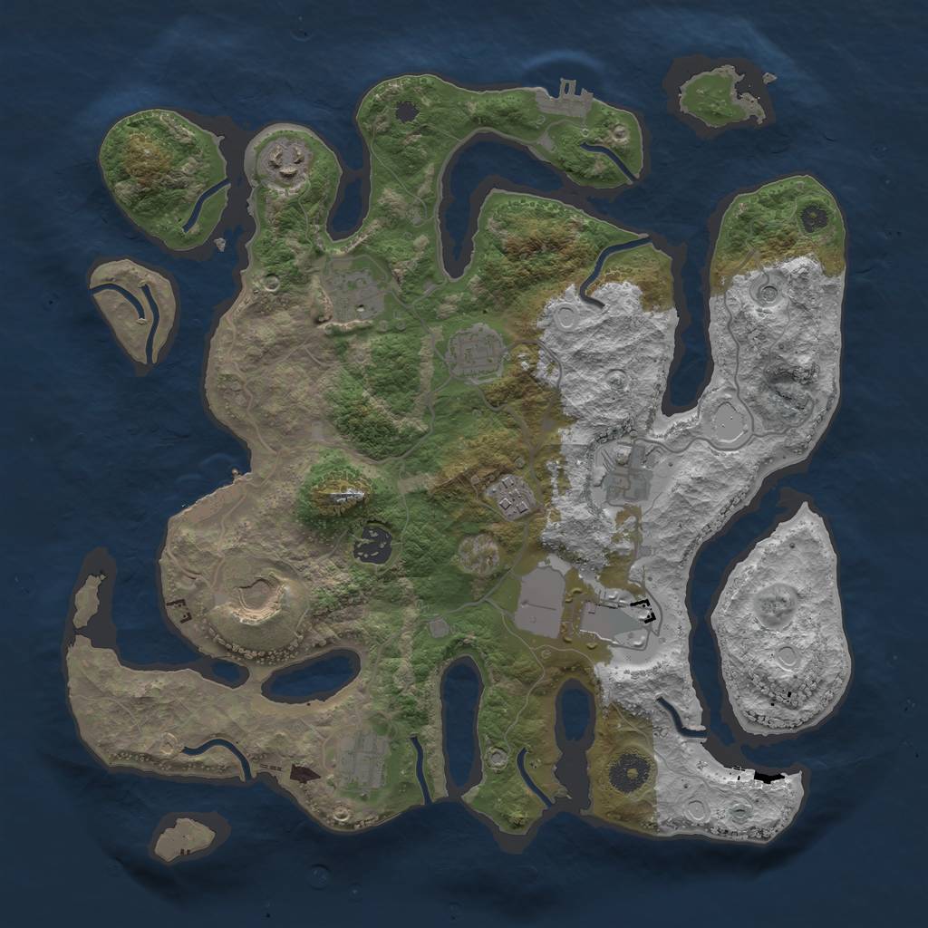 Rust Map: Procedural Map, Size: 3600, Seed: 667772906, 20 Monuments